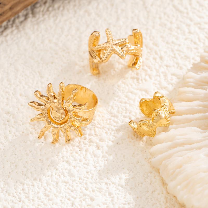 3Pcs Ear Cuff Earrings Non-Piercing Starfish Sun Cuff Ear Clip Earring For Women Fake Cartilage Simple Y2K Jewelry