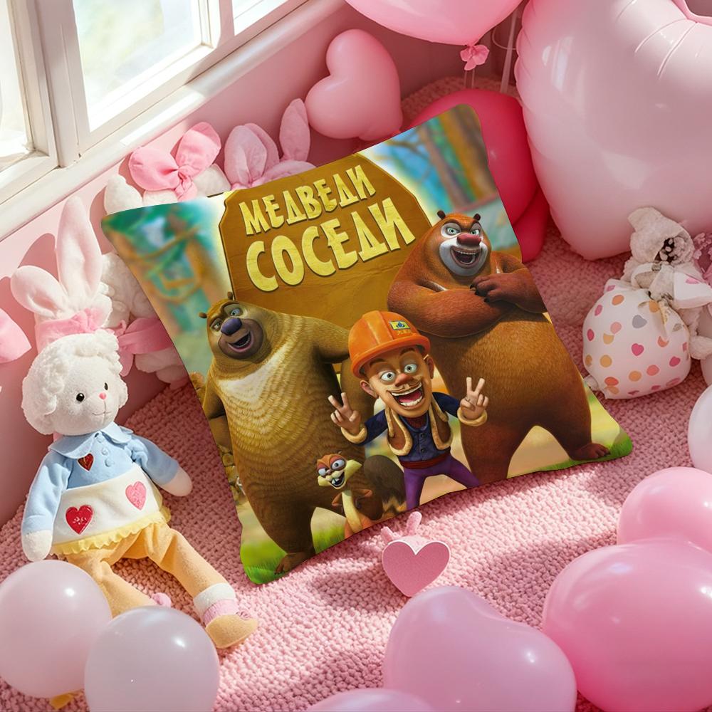 Anime B-Boonie B-Bears Cushion Cover Pattern Printed Pillowcase for Living Room Sofa Cushion Cover & Bedroom Decor