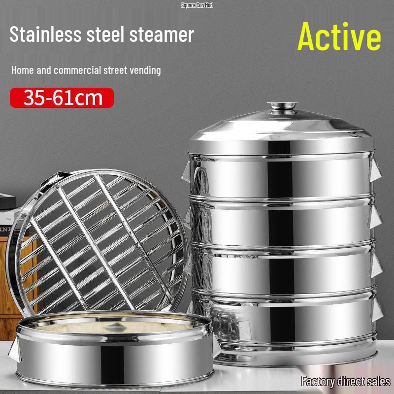 Large-Capacity Stainless Steel Steamer Basket for Fish and Buns