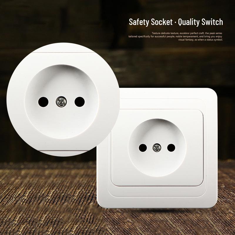 European Standard 2-Pin Power Socket with ABS Panel and Ceramic Base