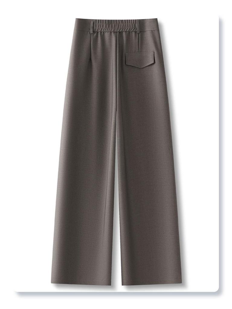 Women's 2025 Beige Wide-Leg High-Waisted Slimming Pants - Spring & Autumn Casual Straight-Leg Trousers