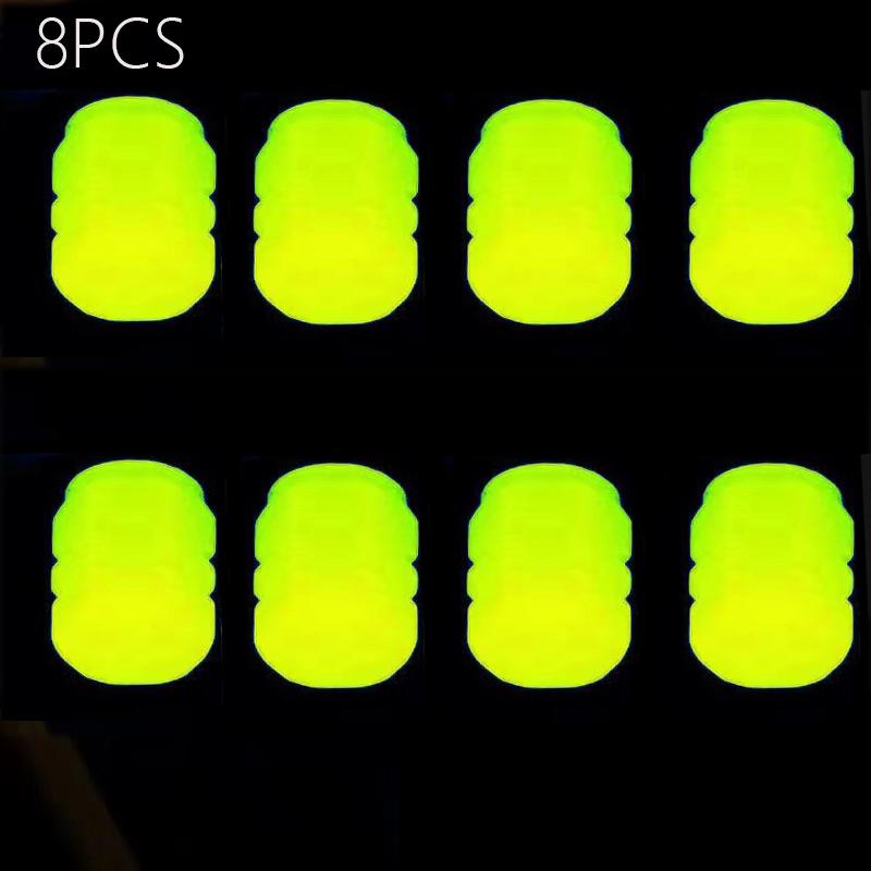 4/8PCS Colorful Luminous Tyre Valve Caps Fluorescent Night Caps Motorcycle Bike Night Glowing Cap Decor Nozzles Tyre Accessories