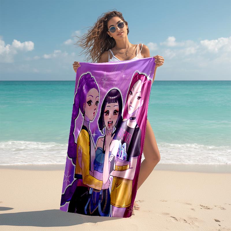 1pc KPop Demon Hunters10 Beach Towel, Comfortable and Thick, and Swimming/Bath/Picnic/Camping Towel, Suitable for Seaside Beaches