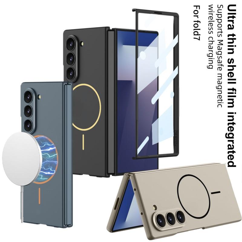 Ultra-Thin Magnetic Flip Cover Galaxy Z Fold7 With Integrated Screen Film PC Material Shockproof Slim Full-Body