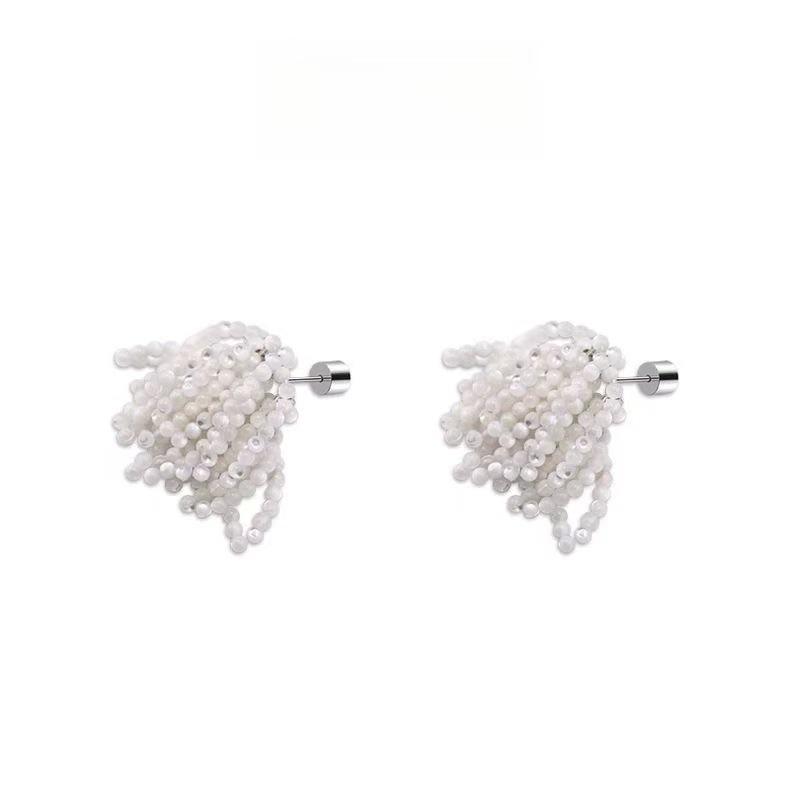 Chic French Niche Design Beaded Earrings for Women - Sweet & Cool High-End Studs