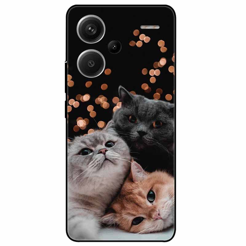 For Redmi Note 13 Pro Plus 5G Pro+ Case Soft Black Painted Cats TPU Funda For Xiaomi Redmi Note 13 Pro 5G Note13 Silicone Cover