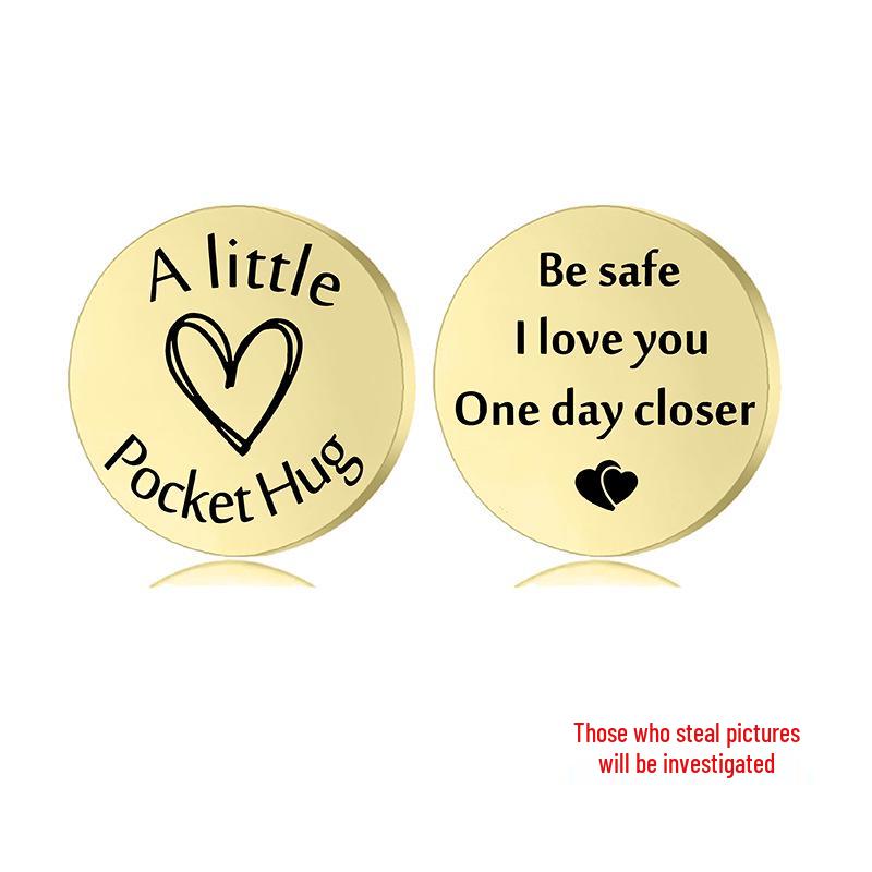 Lucky Charm Motivational Coin: Engravable Stainless Steel Couple & Family Gift Ornament.