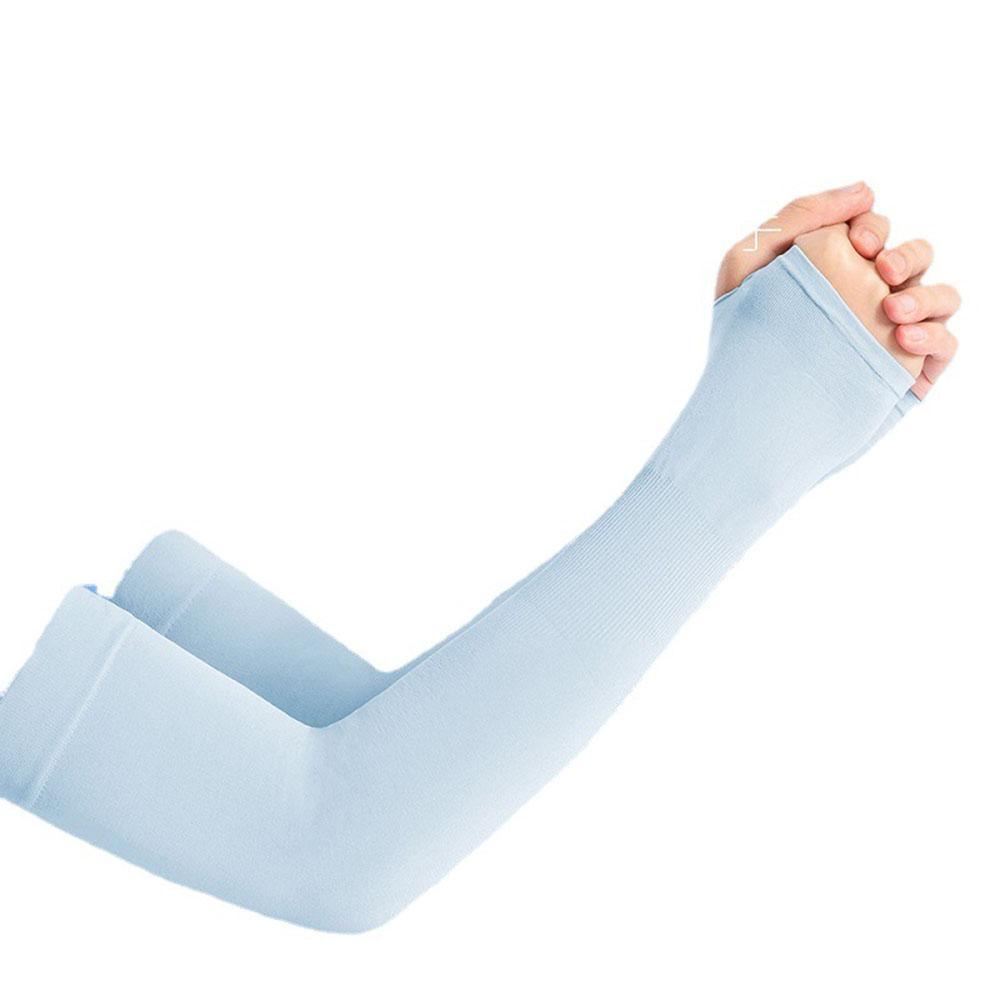 

Summer Sun Protection Ice Cool Fingerless Arm Sleeves Elastic Comfort for Outdoor небо синє кольору
