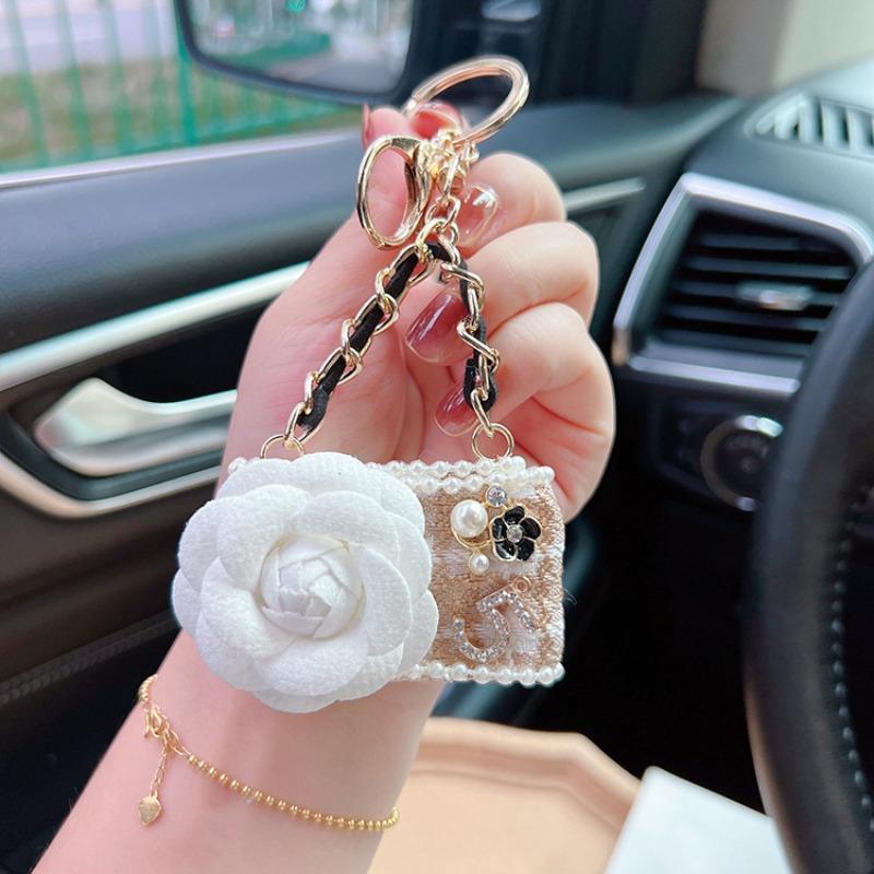 Fashion Camellia Mobile Bag Model Keychain Personalized Creative Bag Pendant Car Keychain Female