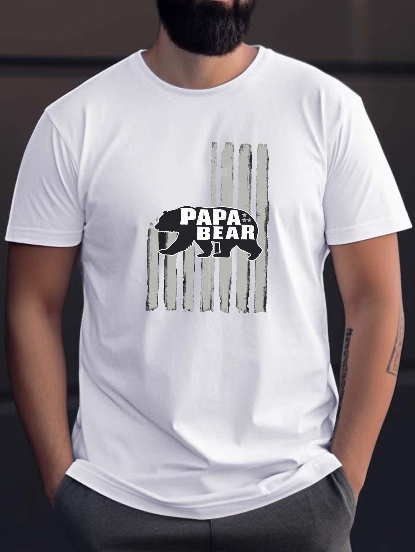 

Papa Bear American Flag Graphic TShirt 100 Cotton ONeck Short Sleeve Summer Casual Mens Tshirt Streetwear S