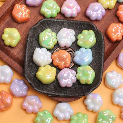 10Pcs/set 18.6*21mm Acrylic Cartoon Bear Paw Beads Pendants DIY Children Earring Necklace Bracelet Jewelry Accessories