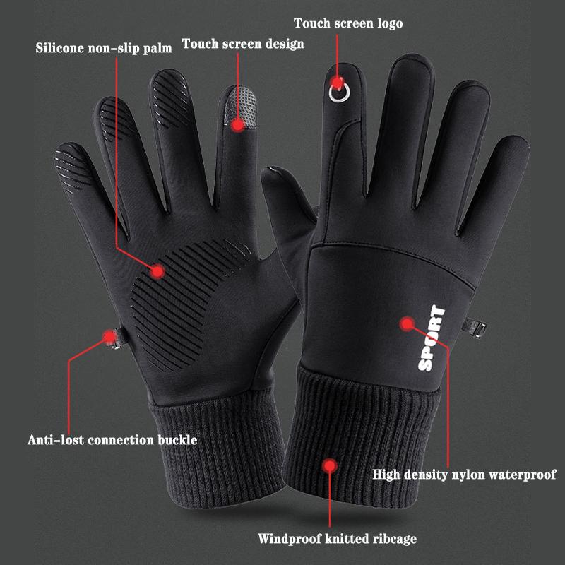 Winter wasserdichte Anti-Rutsch-warme Vollfinger-Handschuhe Outdoor-Touchscreen-Wollhandschuhe zum Radfahren