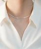 Alleun Silver 925 Square Snake Chain Layered Silver Chain Necklace