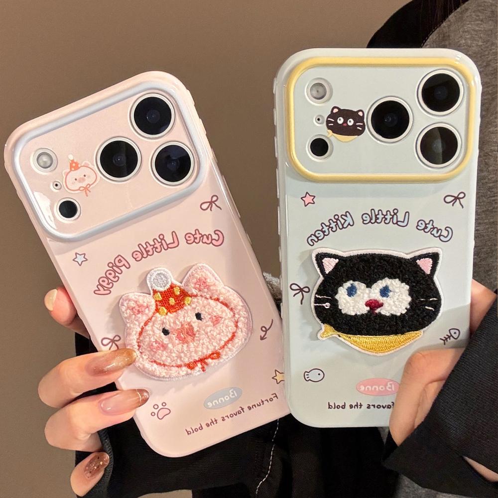 Cute Plush Animal Apple Phone Case for IPhone 16, IPhone 17, Pro Max, and 15-inch 3D Creative Protective Case