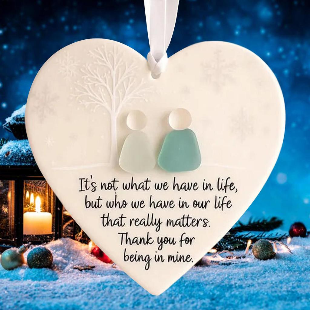 Friendship Heart Keepsake Decor Pendant Heart shaped sea glass friendship decoration for Beach Patio Home Garden Lawn Room