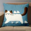 1 Pieces Cute Cat With Birds Pillow For Home Decor Polyester Pillowcase, Sofa Decorative Cushion Cov Headboard Pillow