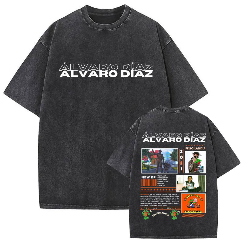 Washed Vintage Rapper Alvaro Diaz Felicilandia Graphic T-shirt Men Women Clothing Hip Hop Fashion Ov2683