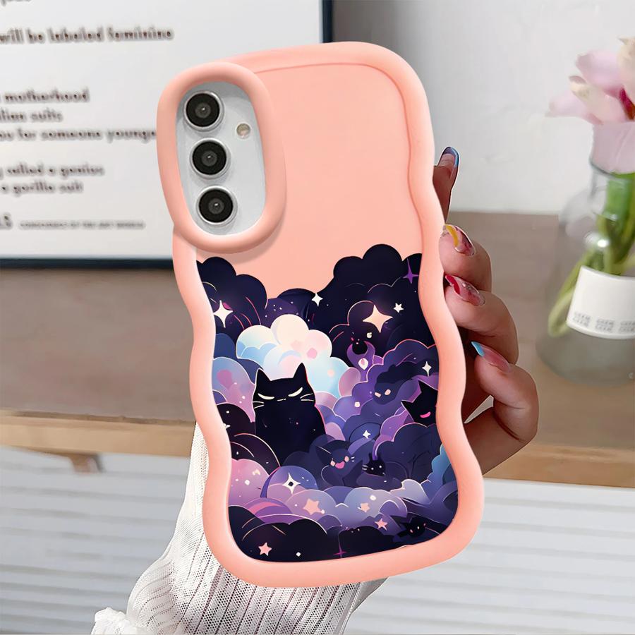 Black Cat Starry Night Case for Samsung Galaxy A52 A15 A12 A13 A14 A21s A16 A11 Soft Phone Cover A22 A06 A05 A03 A33 A53 A04 A23