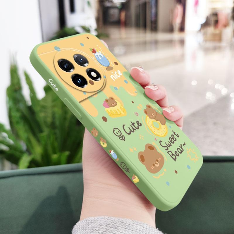 

Cake Bear Phone Case For Oneplus 12 12R 11 11R 10 10R 10T 9R 9RT 9 8T 8 7 7T Pro 5G Liquid Silicone Cover OnePlus 11R светло-зеленый