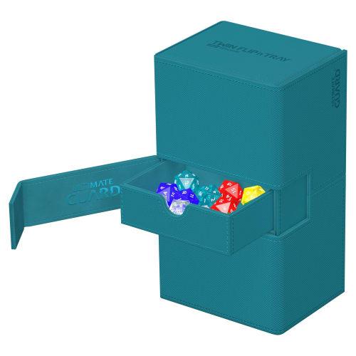 Ultimate Guard Twin Flip 'n' Tray Deck Case with 200+ Xeno Skins, Monochrome Petrol