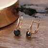 Simple Black Natural Zircon Clips Earrings For Women Trendy  Rose Gold Color Bride Wedding Earrings Fine Jewelry