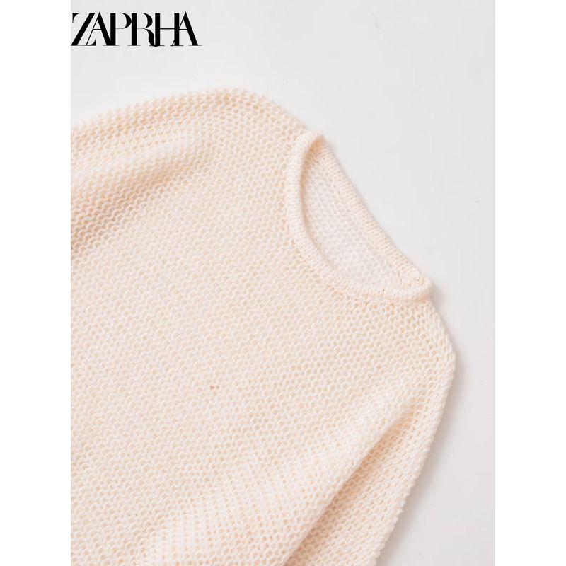 Zaprha 2025 Summer New Western Style Commuter Casual All-matching Loose Round Neck Long Sleeve Knit 5755049