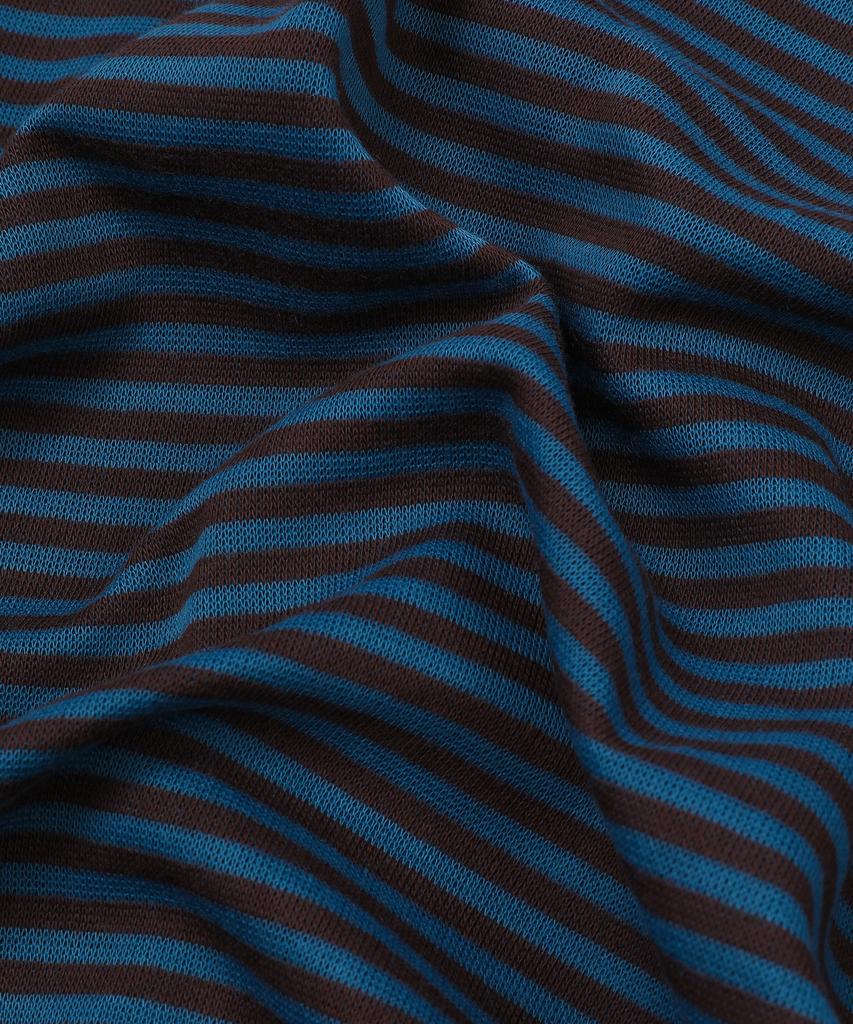 Slow Record House Striped Knit Zip-Up Hoodie_Blue