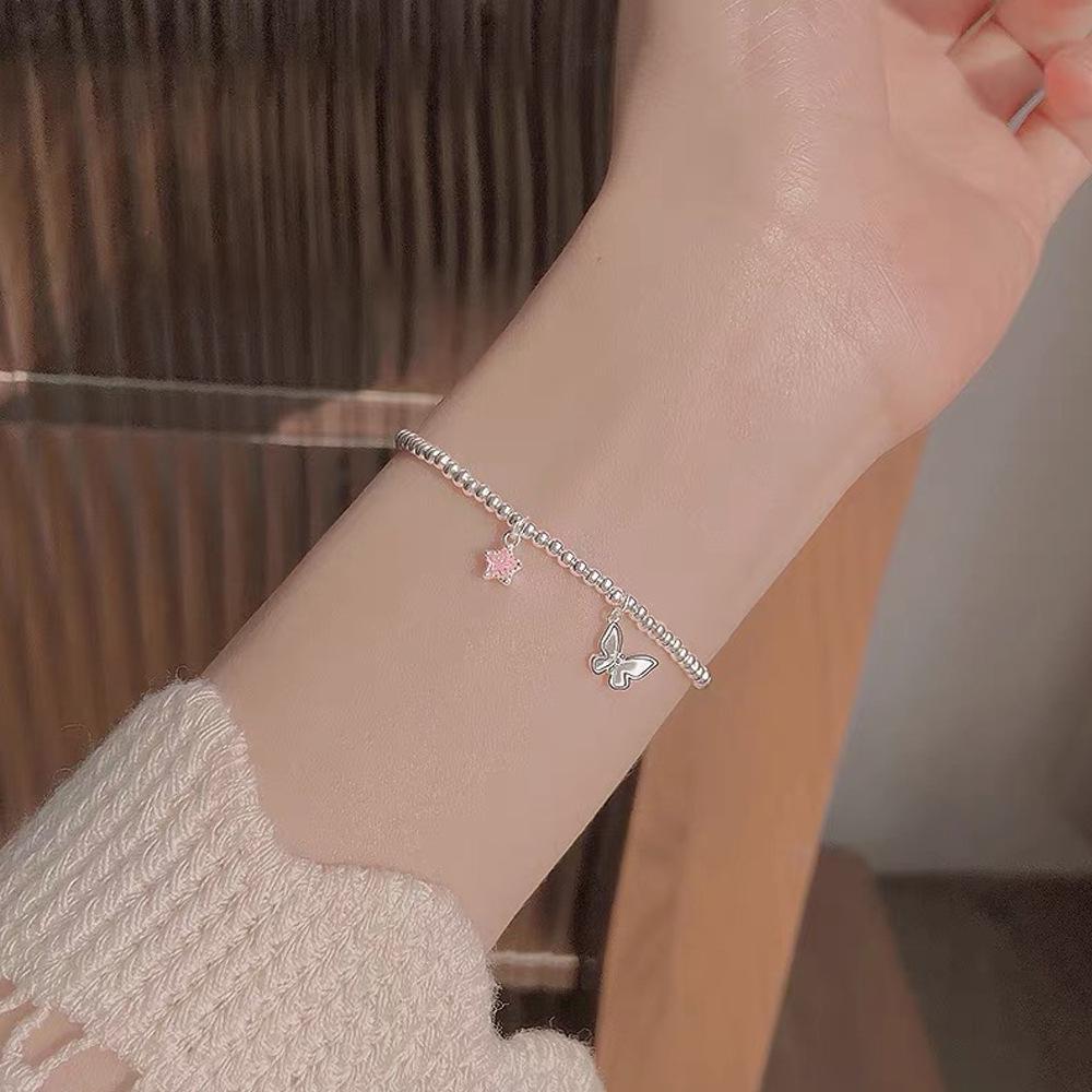 S999 Sterling Silver Butterfly Star Bracelet - Light Luxury Korean-Style Jewelry for Girls