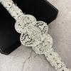 Russian Caucasus Crystal Belt Hollowed Flower Chain Belt for Formal Dress Eye Catching Shimmering Long Robe Wedding Belt