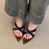 Fashion Summer Fashion French High Heels Slippers Outside Wear New Pointed Toe Shallow Mouth Open Toe Temperament Special Heel Sandals