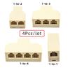 CA-006 4Pcs/Set 1/2/3/4-Way Outlet 6P4C RJ11 RJ12 Telephone Phone Modular Jack Line Splitter Adapter