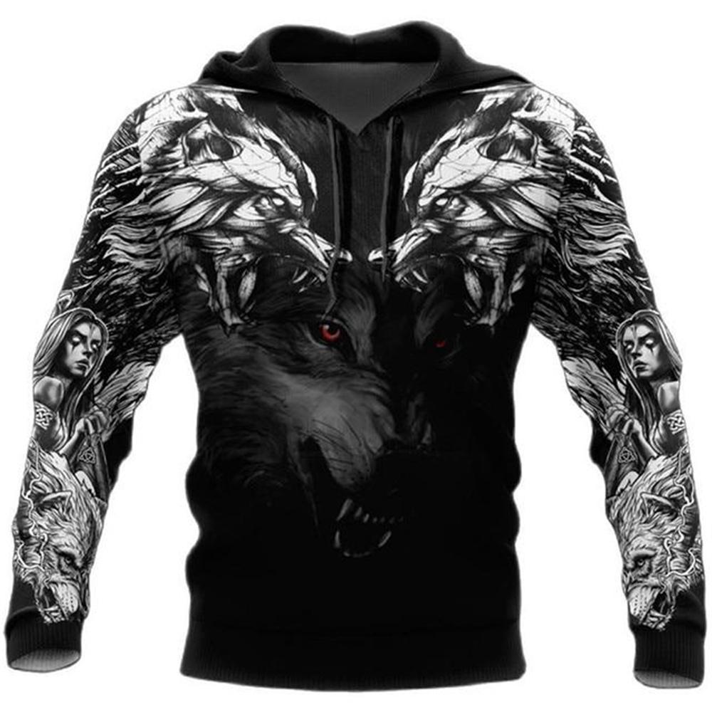 

Новая мужская толстовка с капюшоном и свитшотом Wolf Tattoo Black and White 3D Printed по всей поверхности, унисекс, повседневные осенние спортивные костюмы 6XL