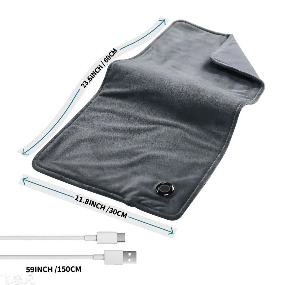USB 5V Electric Heating Pad for Cramps & Back Pain Relief Heat Pad with 59 INCH Cable Mini Heated Blanket,19.6*11.8 INCH