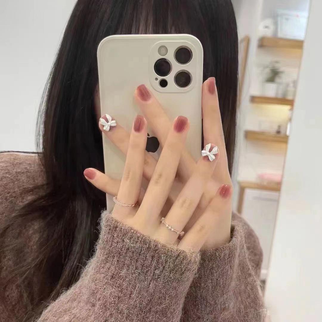 

Ice Pink Short Bow Manicure Press-On Nails