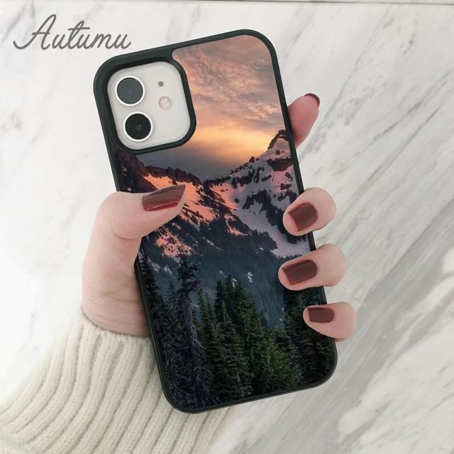 Mountain Pine Tree Forest Mountain Phone Case for iPhone 11 12 13 14 Pro Max Mini XR XS SE 2020 6S 7 8 Plus Galaxy S21 S22 Cover