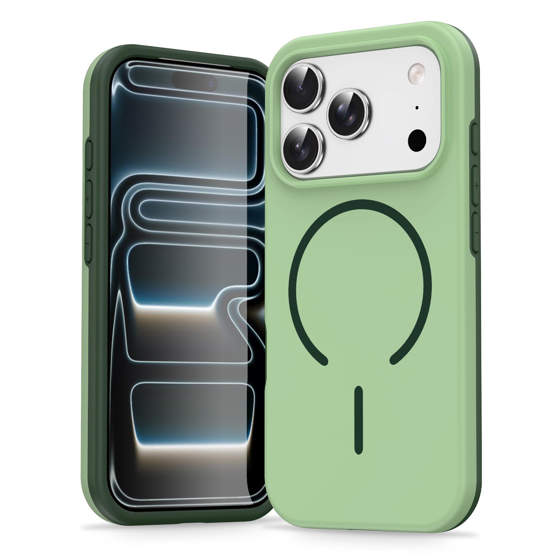 

Thick for IPhone17promax Mobile Phone Case 16 Skin-feel Contrasting Color 15 Thin Magnetic Ring Anti-fall Business Protective Cover S26EDGE