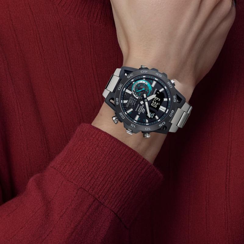Casio EDIFICE Fashion Waterproof Casual Business Bluetooth Connected Motorsports Design Inspiration Quartz Movement Japanese and Korean ECB-40YDB-1APR