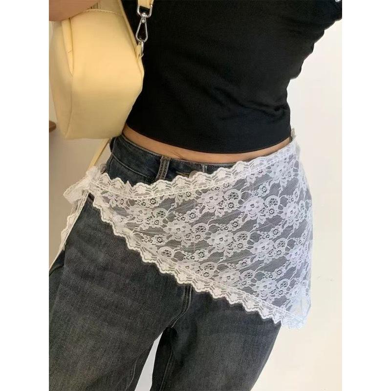 Frühlings- und Sommer-Haarschmuck aus Spitze und Netz mit dreieckigen Schals und multifunktionalen Gürteln zum Schichten und Stylen