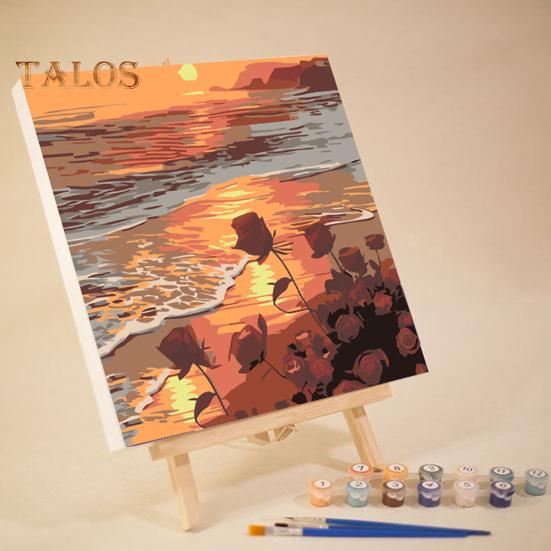 Malen nach Zahlen-Set für Erwachsene und Kinder, ungerahmt, Blumen, Acrylfarbe auf Leinwand, digitales Ölgemälde-Set zum Selbermachen für die Wanddekoration zu Hause