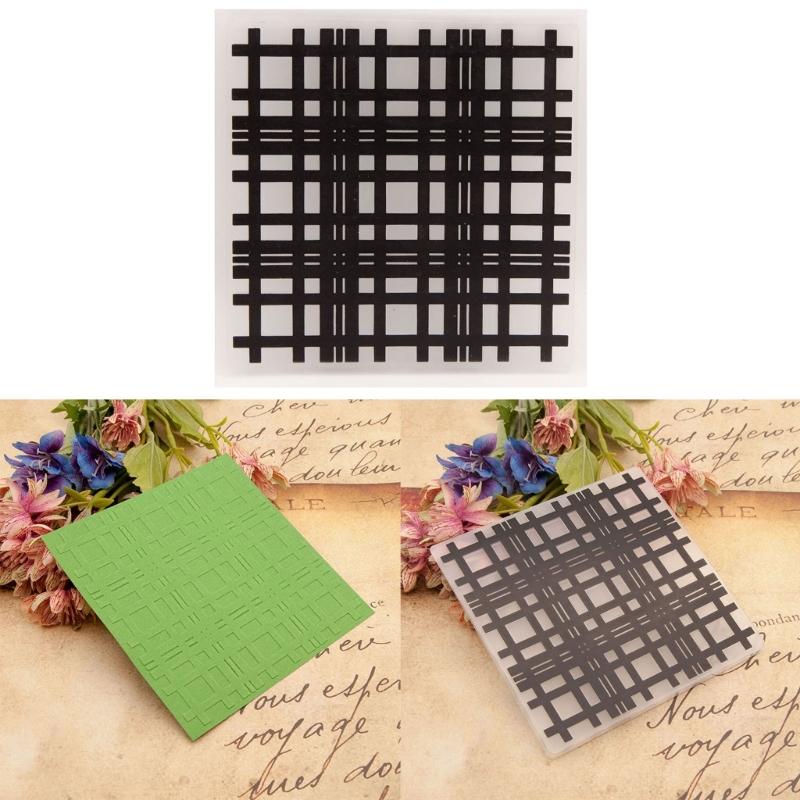 Grid Texture Embossing Folder 5x5Inch Plastic Embossing Folder Stencil for Card Making Paper Crafts and Scrapbooking