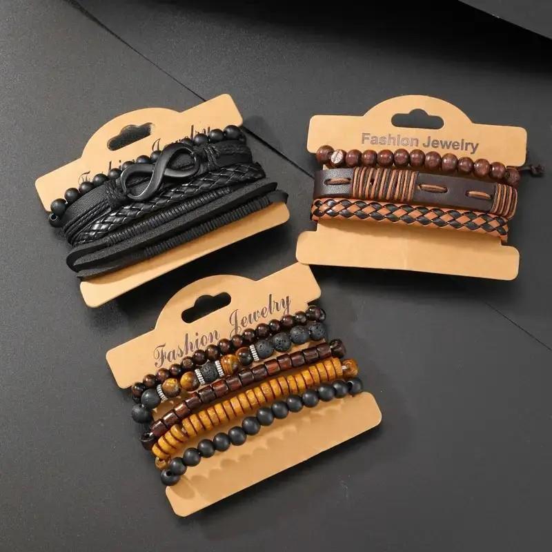 Nouveau set de 12 bracelets en perles, bracelets élastiques pour hommes, sans boîtes.