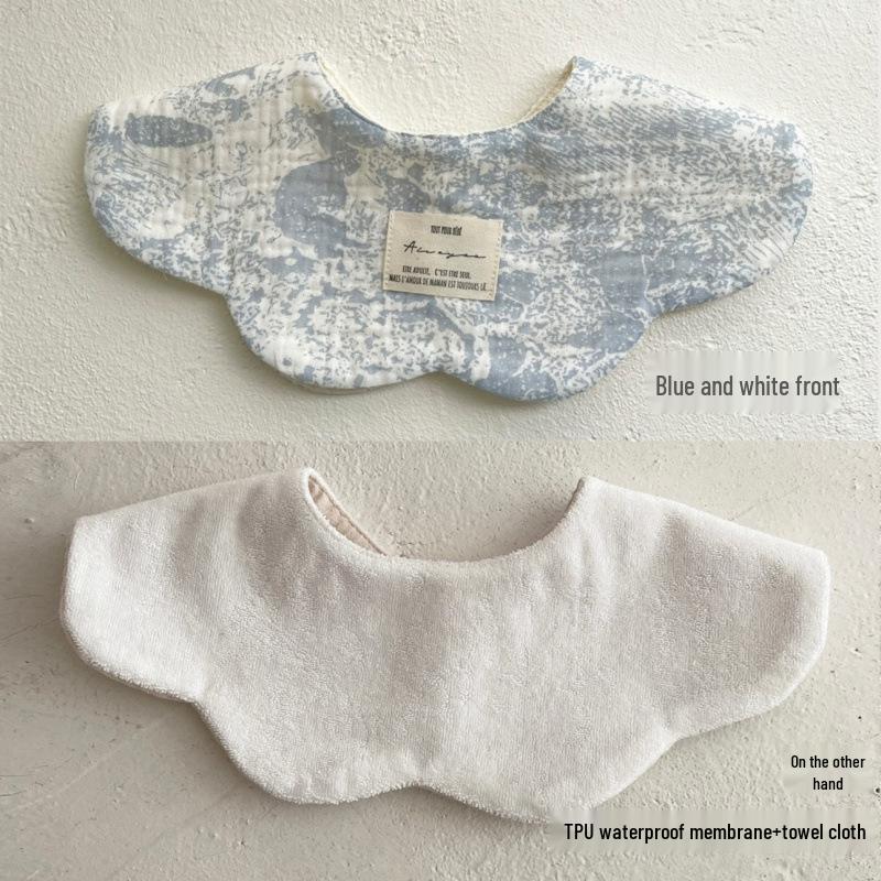 Pure Cotton Korean-Style Baby Drool Bib - Lightweight, Absorbent, Anti-Spit Up, Petal Design