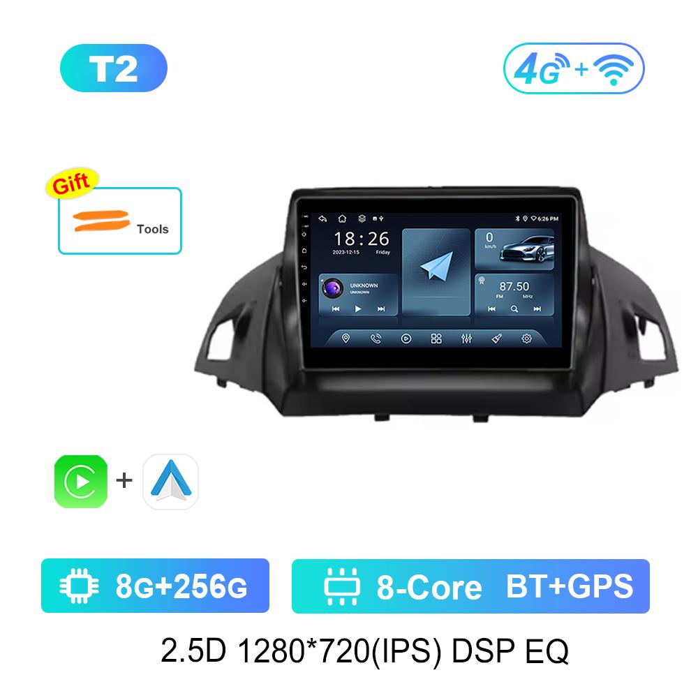 Carplay DSP Stereo Android System for Ford Kuga 2 Escape 3 2012 - 2019 Navi GPS Car Video Multimedia Player WiFi+4G Split Screen