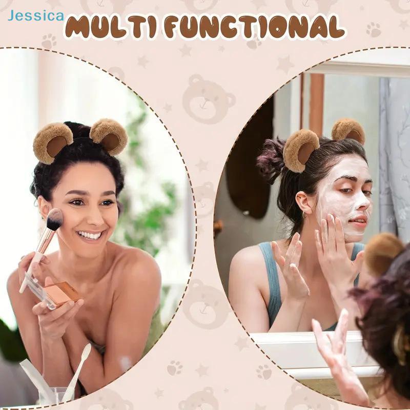 Plush Brown Bear Ears Headband Cute Furry Animal Cosplay Hair Hoop for Kids AdultCostume Party Photo Props Birthday Gift