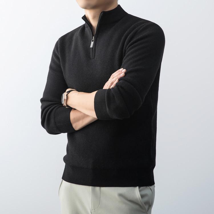 Men's Thickened Plus Velvet Zipper Pullover Knitwear - Autumn/Winter Casual Fashion Long Sleeve