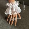 1 pair Lolita Hand Sleeve Wrist Cuffs Ruffled Floral Black Lace Elastic Bracelet Elegant Ladies Short Lace Gloves Halloween