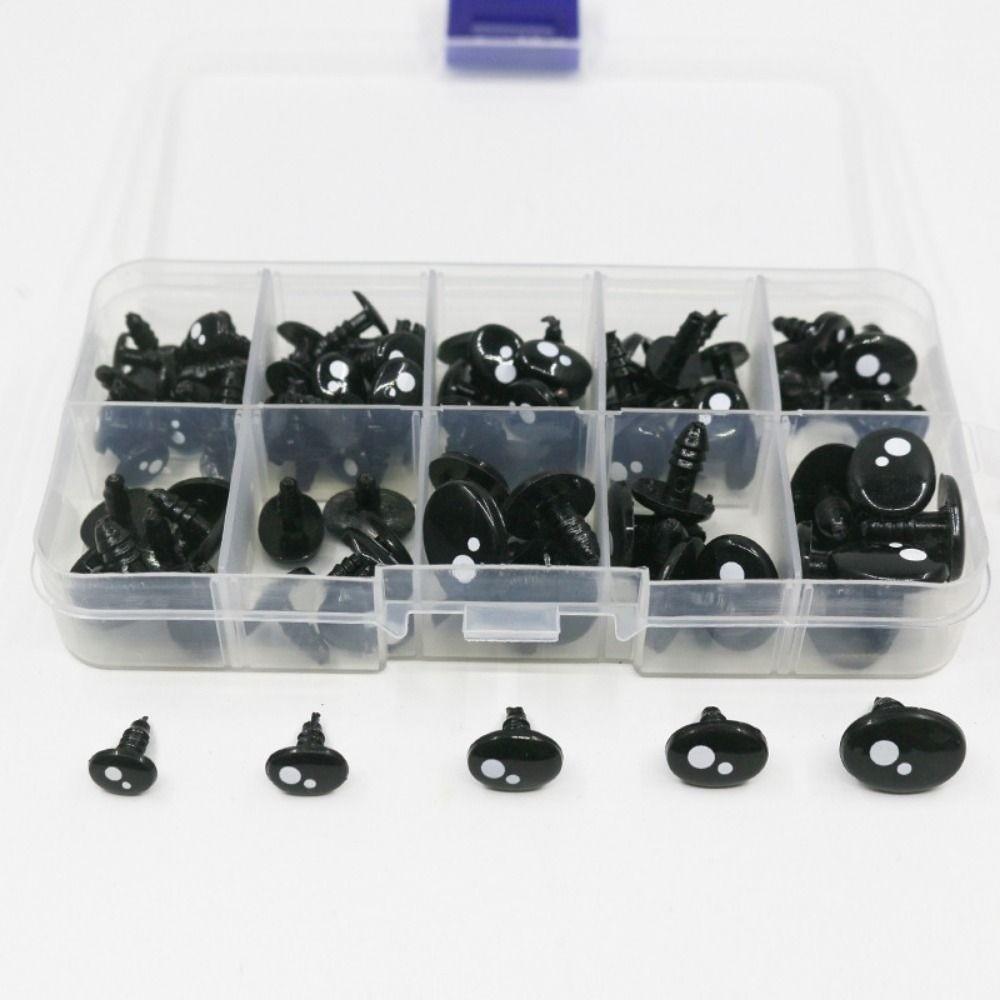100pcs/box Oval Shape Plastic Safety Eyes Black Black Screw Eyes New Doll Bear Toys  For Toys