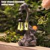 Solar Powered Elephant Statue Solar Animal Figurines with LED Light Cute Resin Ornaments Elephant Statue Sculptures Decoration
