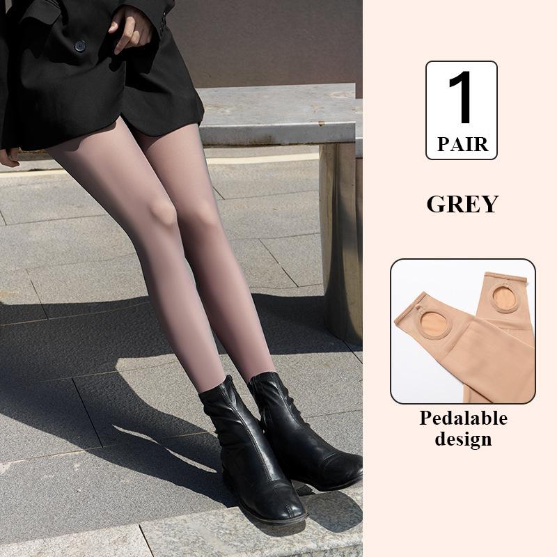Kave Black Sexy Stockings Thermal Tights Woman Insulated Tights Legs Fake Translucent Warm Plush Elastic Tights Fit For 40-70Kg
