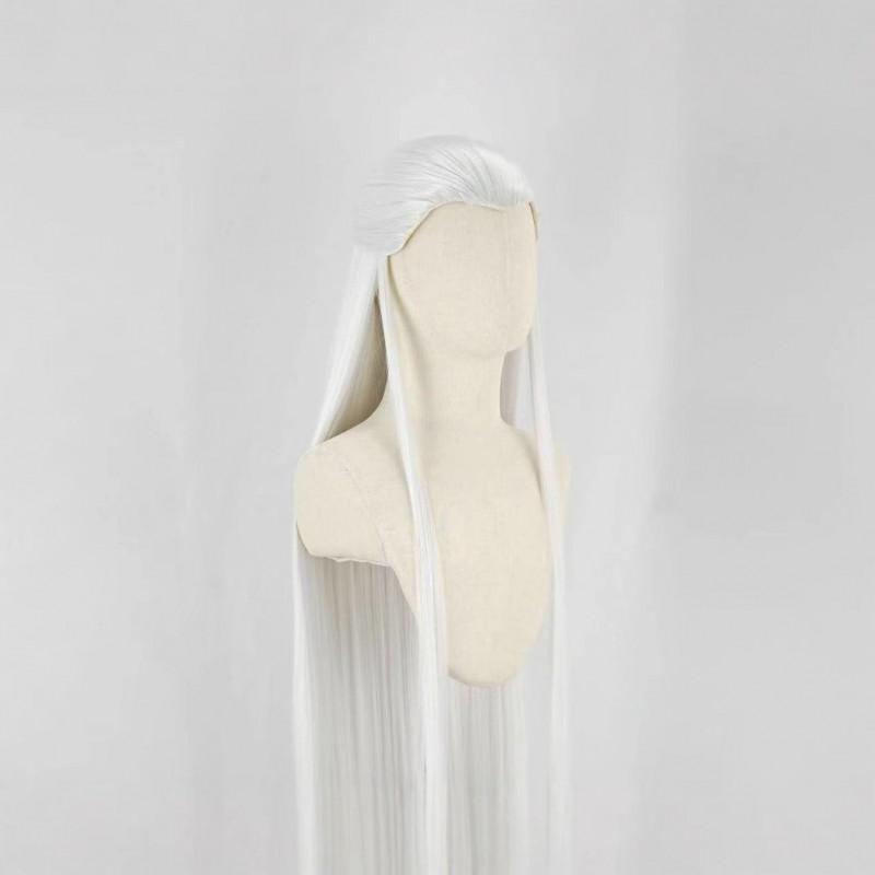 Ice Blue Full Head Wig Cosplay Dragon Prince Long Straight With Beauty Point